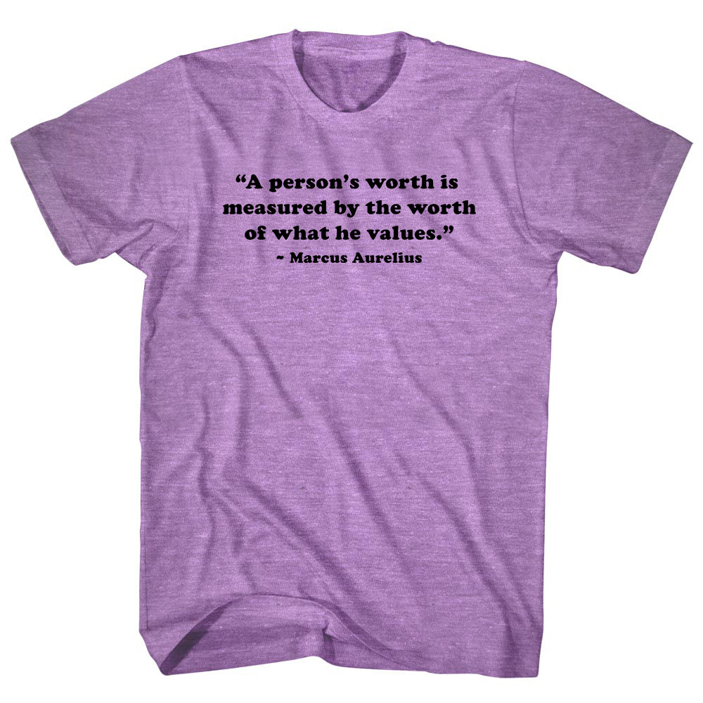 A Person's Worth Is Measured By The Worth Of What He Values.- Marcus Aurelius Quote Tees Adult Tri-Blend T-shirt by Tribe Lacrosse