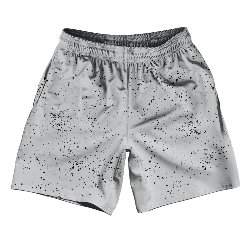 Super Fly Pattern Black and Grey Medium Athletic Running Fitness Exercise Shorts 7" Inseam Shorts Made In USA by Tribe Lacrosse
