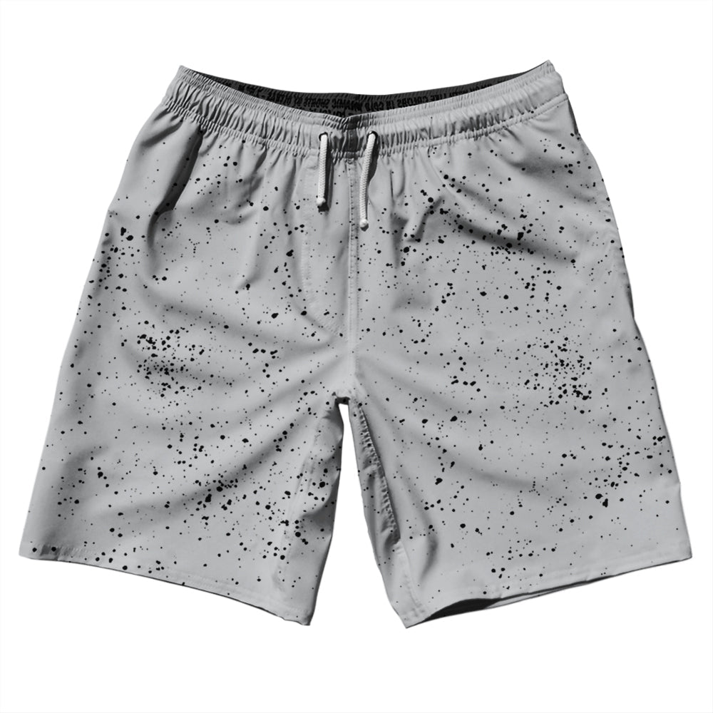 Super Fly Pattern Black and Grey Medium 10" Swim Shorts Made in USA by Tribe Lacrosse