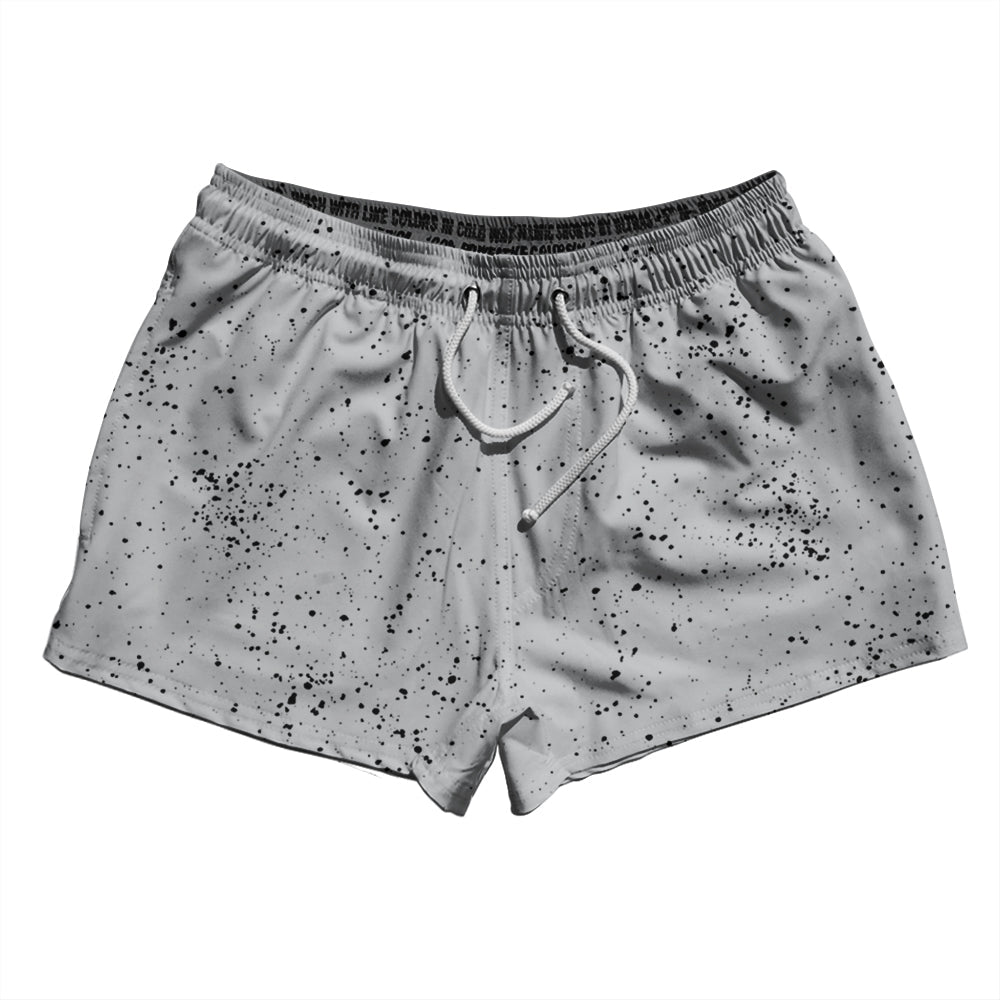 Super Fly Pattern Black and Grey Medium 2.5" Swim Shorts Made in USA by Tribe Lacrosse