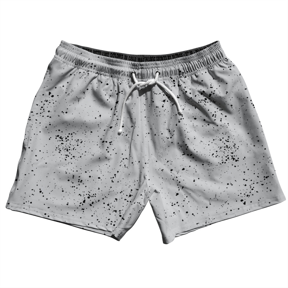 Super Fly Pattern Black and Grey Medium 5" Swim Shorts Made in USA by Tribe Lacrosse