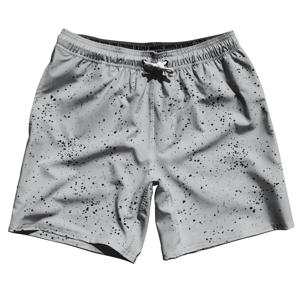 Super Fly Pattern Black and Grey Medium Swim Shorts 7" Made in USA by Tribe Lacrosse