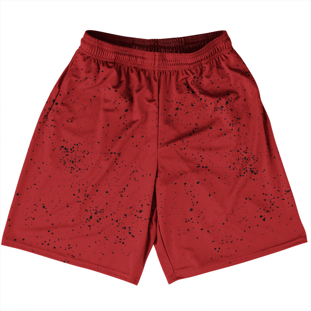 Super Fly Pattern Black and Red Dark Basketball Practice Shorts Made In USA by Tribe Lacrosse