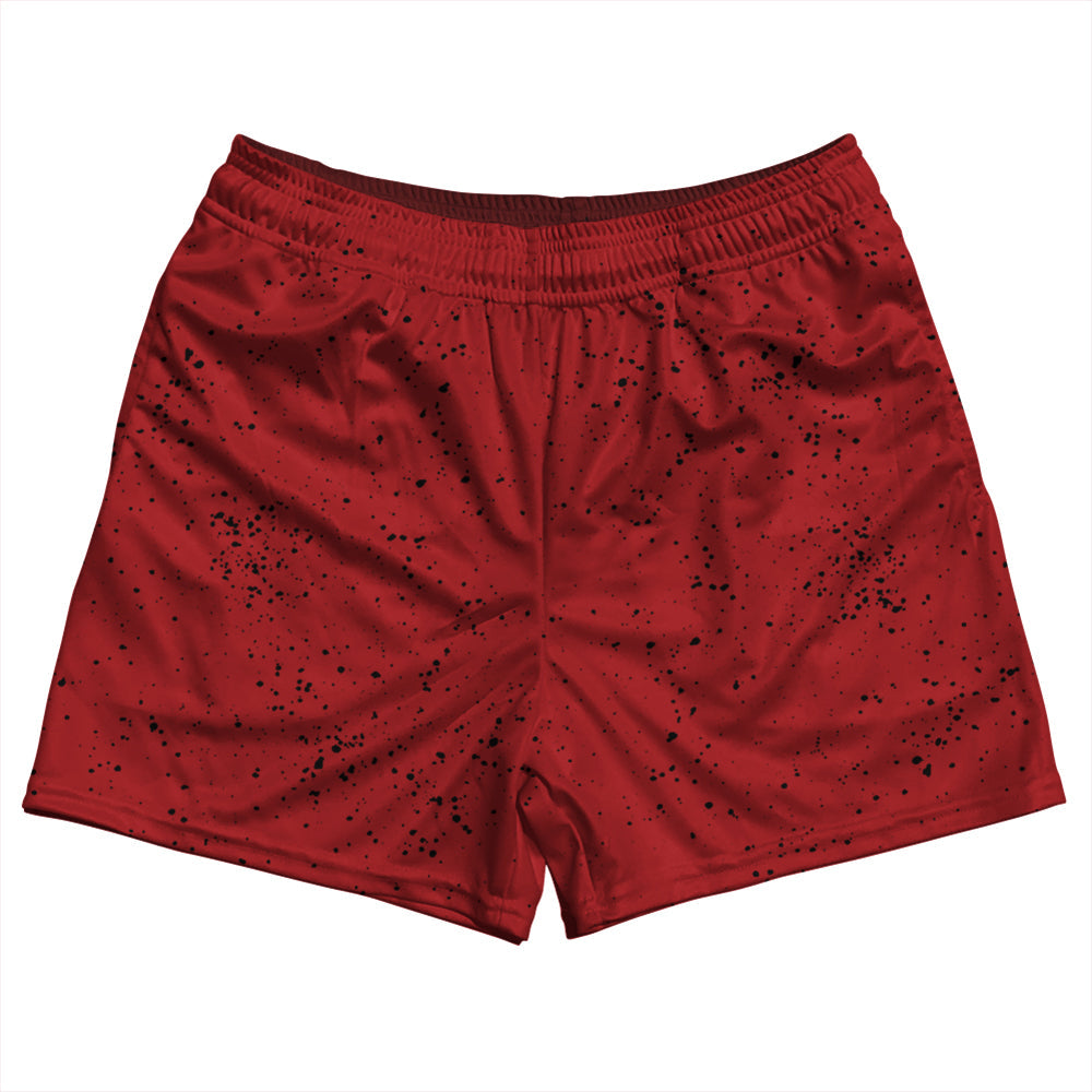 Super Fly Pattern Black and Red Dark Rugby Shorts Made In USA by Tribe Lacrosse