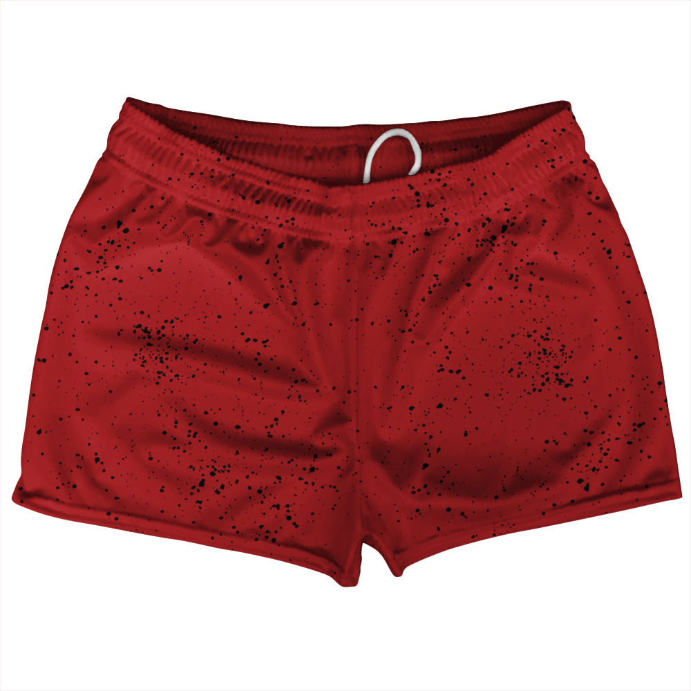 Super Fly Pattern Black and Red Dark Shorty Short Gym Shorts 2.5" Inseam Made In USA by Tribe Lacrosse
