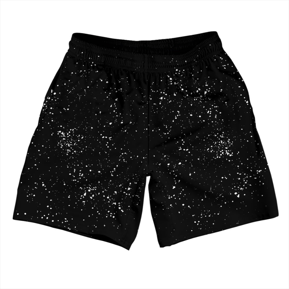 Super Fly Pattern Black and White Athletic Running Fitness Exercise Shorts 7" Inseam Shorts Made In USA by Tribe Lacrosse