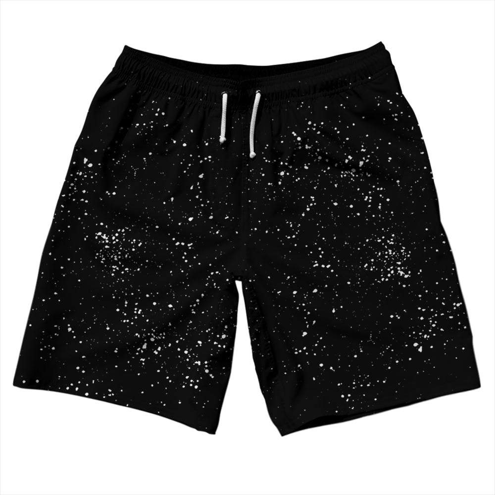 Super Fly Pattern Black and White 10" Swim Shorts Made in USA by Tribe Lacrosse