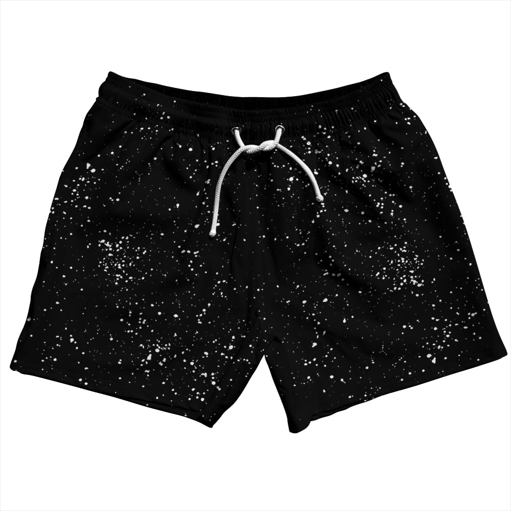 Super Fly Pattern Black and White 5" Swim Shorts Made in USA by Tribe Lacrosse