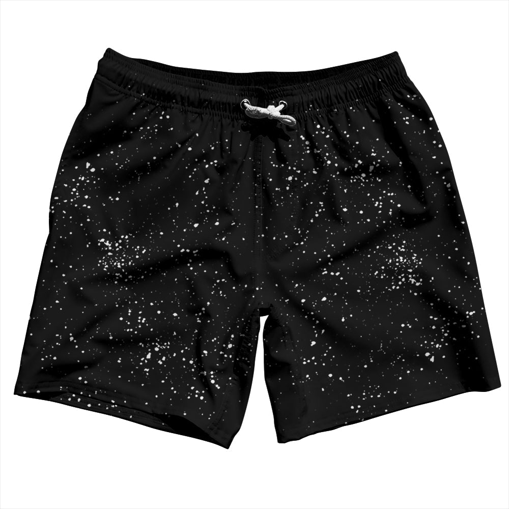 Super Fly Pattern Black and White Swim Shorts 7" Made in USA by Tribe Lacrosse