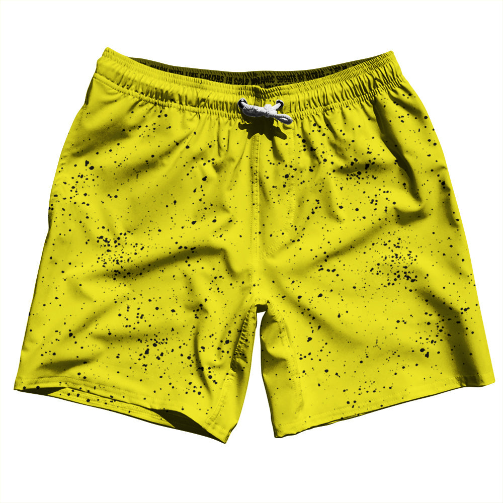 Super Fly Pattern Black and Yellow Swim Shorts 7" Made in USA by Tribe Lacrosse