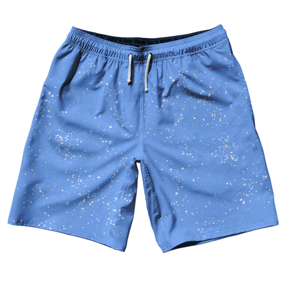 Super Fly Pattern Blue Carolina and White 10" Swim Shorts Made in USA by Tribe Lacrosse