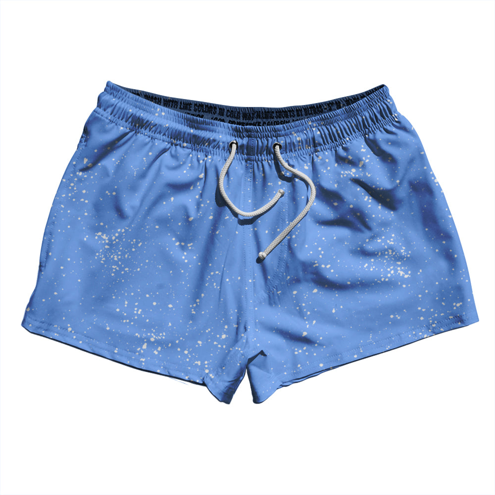 Super Fly Pattern Blue Carolina and White 2.5" Swim Shorts Made in USA by Tribe Lacrosse