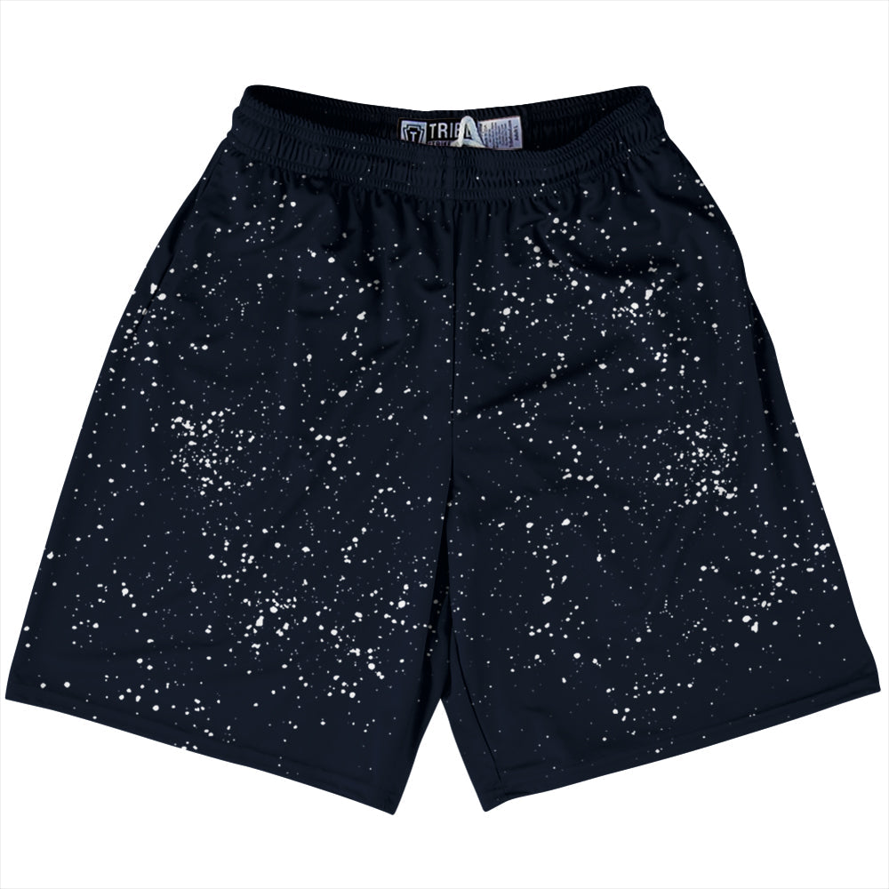 Super Fly Pattern Blue Navy Almost Black and White Lacrosse Shorts Made In USA by Tribe Lacrosse