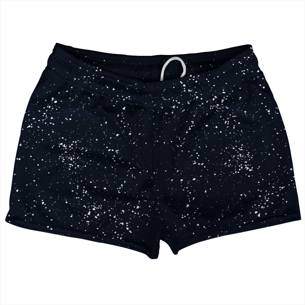 Super Fly Pattern Blue Navy Almost Black and White Shorty Short Gym Shorts 2.5" Inseam Made In USA by Tribe Lacrosse