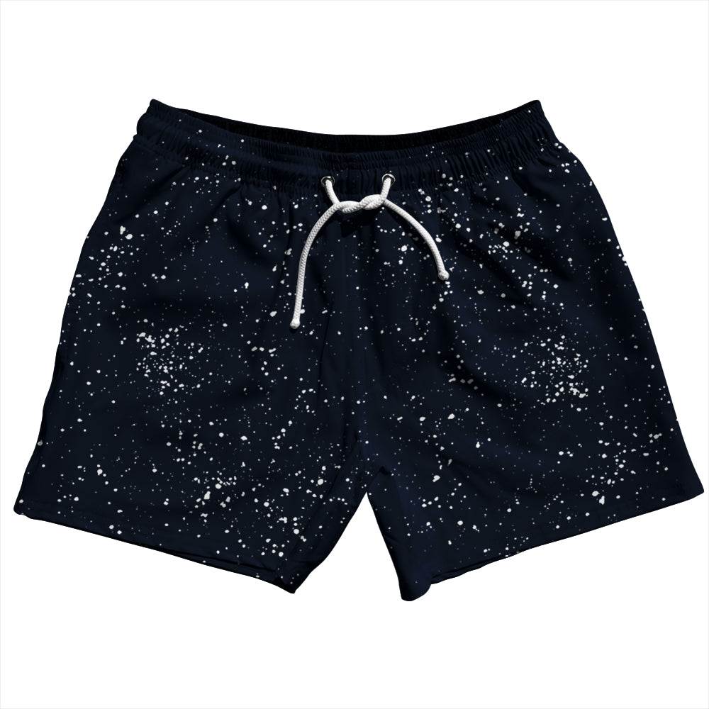 Super Fly Pattern Blue Navy Almost Black and White 5" Swim Shorts Made in USA by Tribe Lacrosse