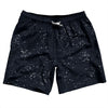 Super Fly Pattern Blue Navy Almost Black and White Swim Shorts 7" Made in USA by Tribe Lacrosse