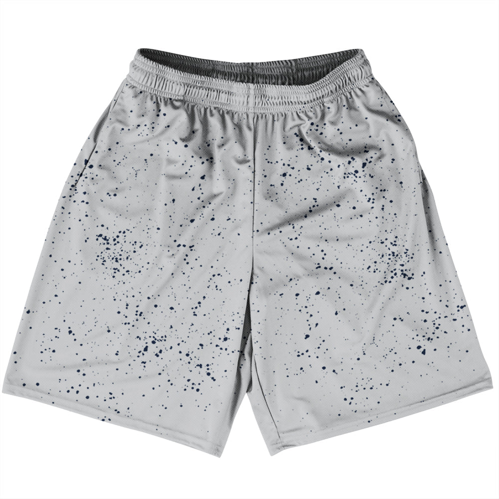 Super Fly Pattern Blue Navy And Grey Medium Basketball Practice Shorts Made In USA by Tribe Lacrosse