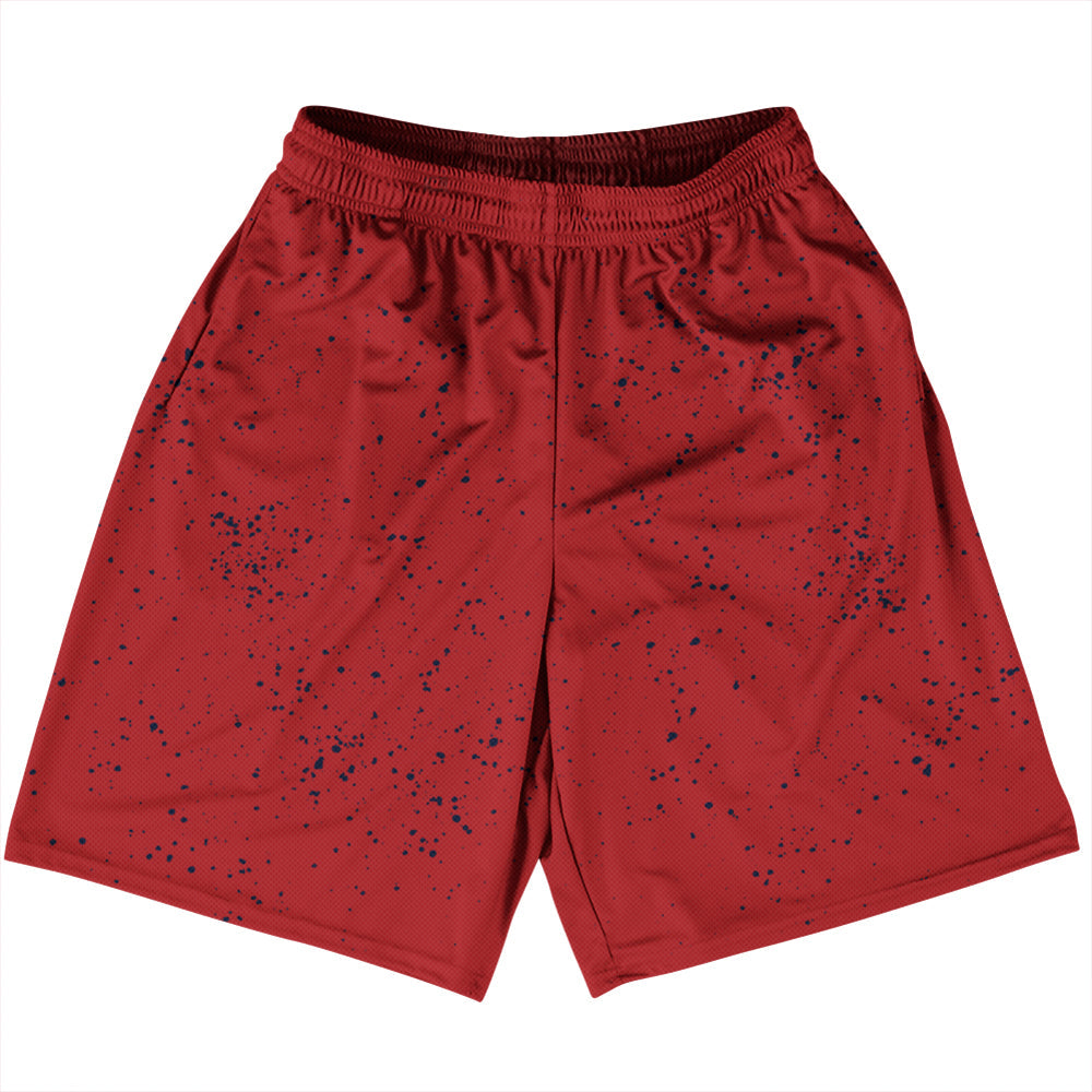 Super Fly Pattern Blue Navy and Red Dark Basketball Practice Shorts Made In USA by Tribe Lacrosse