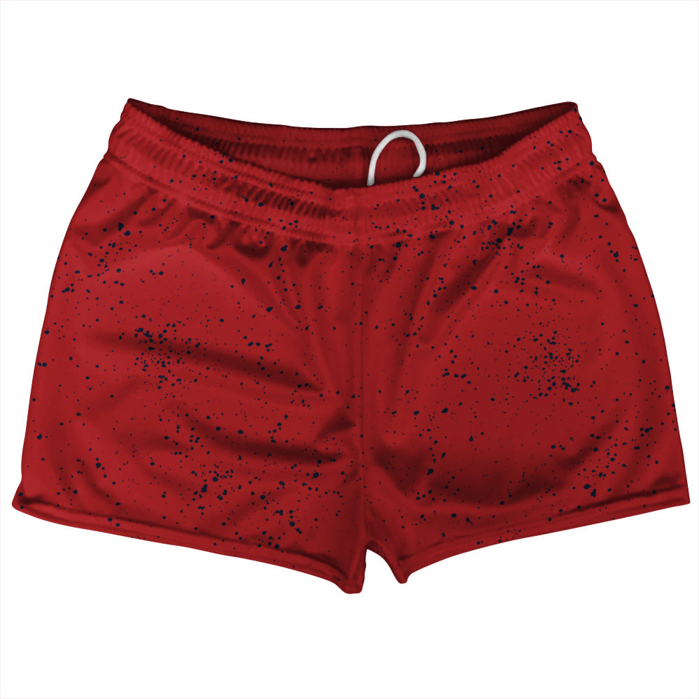 Super Fly Pattern Blue Navy and Red Dark Shorty Short Gym Shorts 2.5" Inseam Made In USA by Tribe Lacrosse