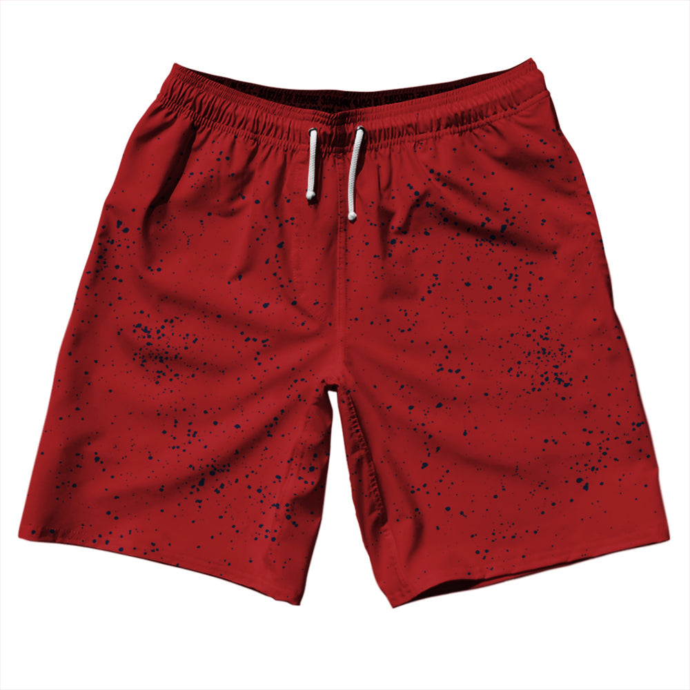 Super Fly Pattern Blue Navy and Red Dark 10" Swim Shorts Made in USA by Tribe Lacrosse