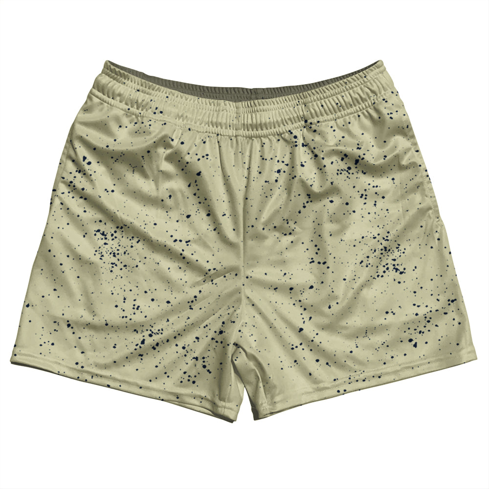 Super Fly Pattern Blue Navy and Vegas Gold Rugby Shorts Made In USA by Tribe Lacrosse
