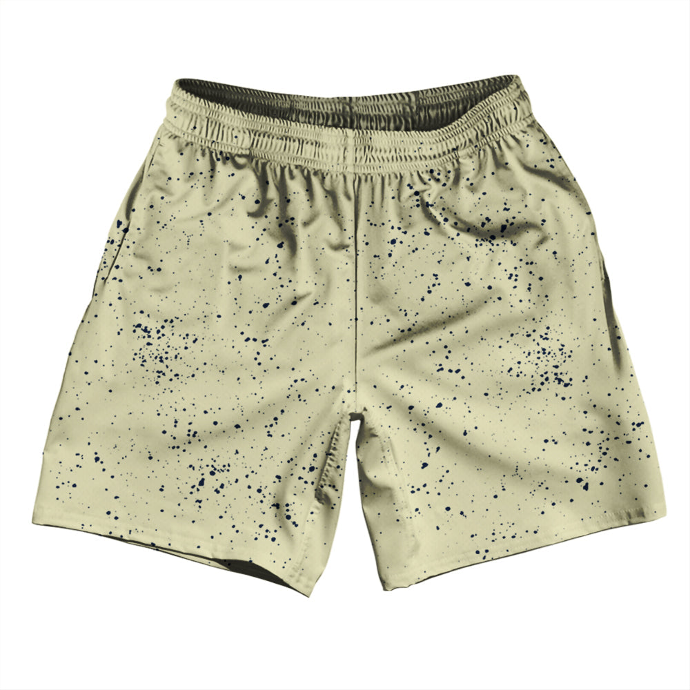 Super Fly Pattern Blue Navy and Vegas Gold Soccer Shorts Made In USA by Tribe Lacrosse