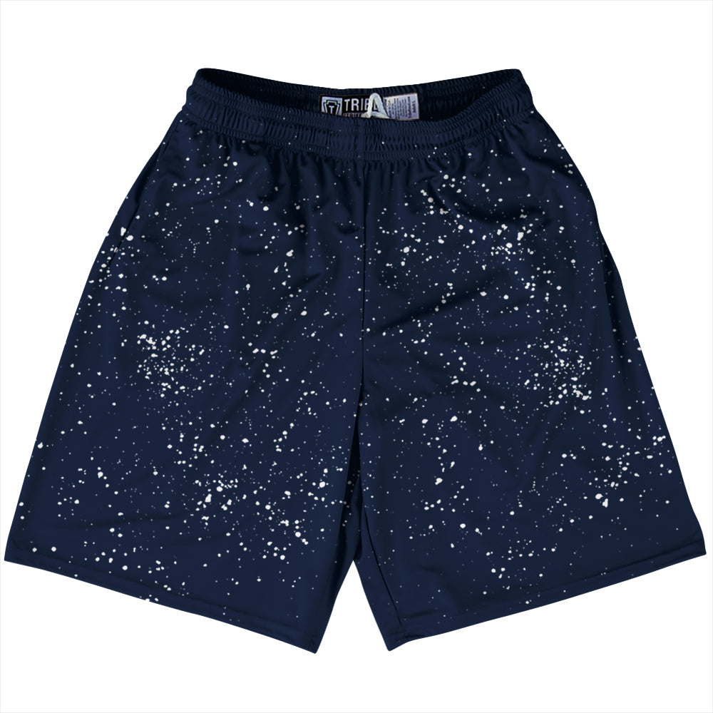 Super Fly Pattern Blue Navy and White Lacrosse Shorts Made In USA by Tribe Lacrosse