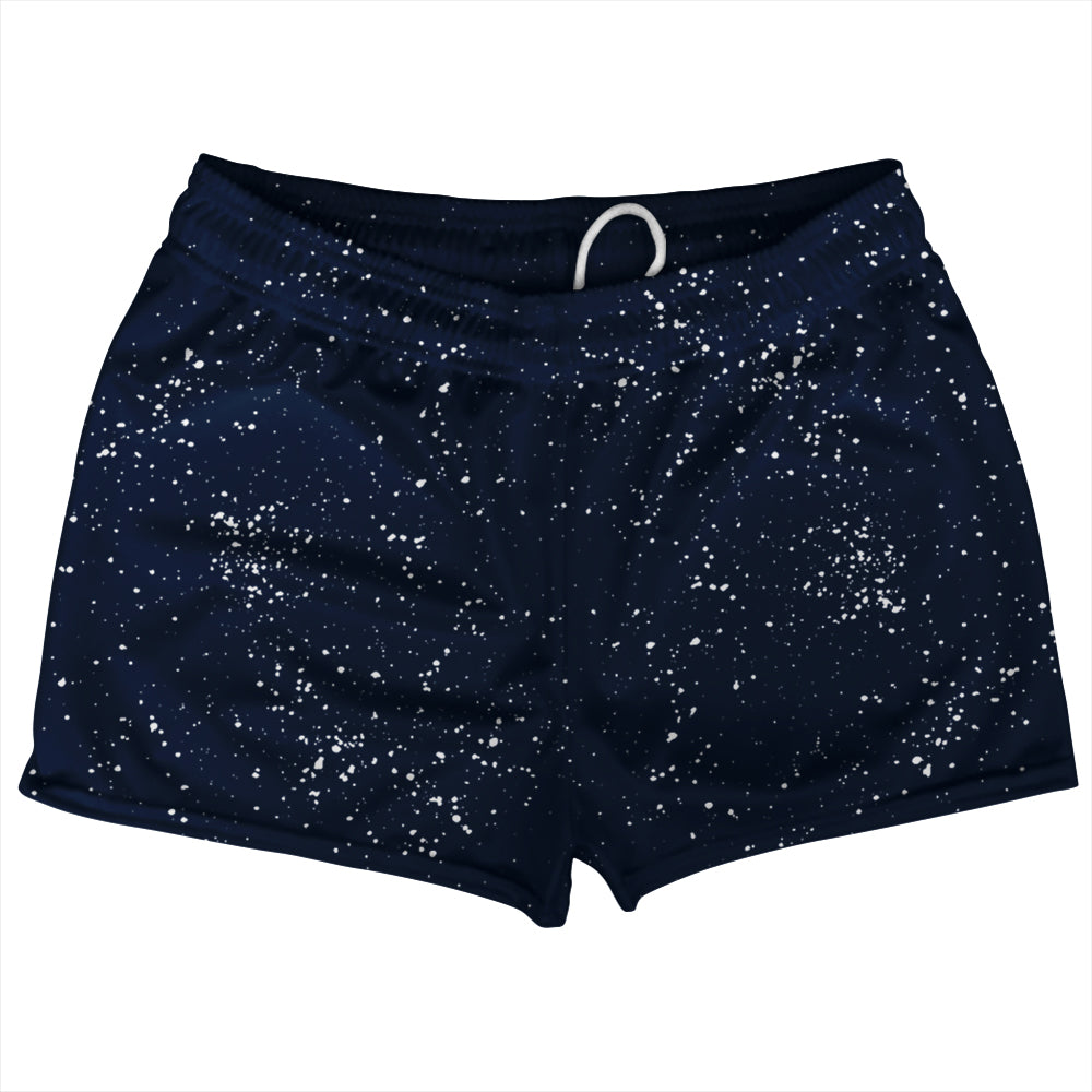 Super Fly Pattern Blue Navy and White Shorty Short Gym Shorts 2.5" Inseam Made In USA by Tribe Lacrosse