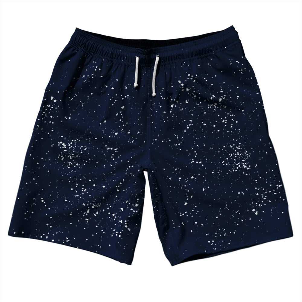 Super Fly Pattern Blue Navy and White 10" Swim Shorts Made in USA by Tribe Lacrosse