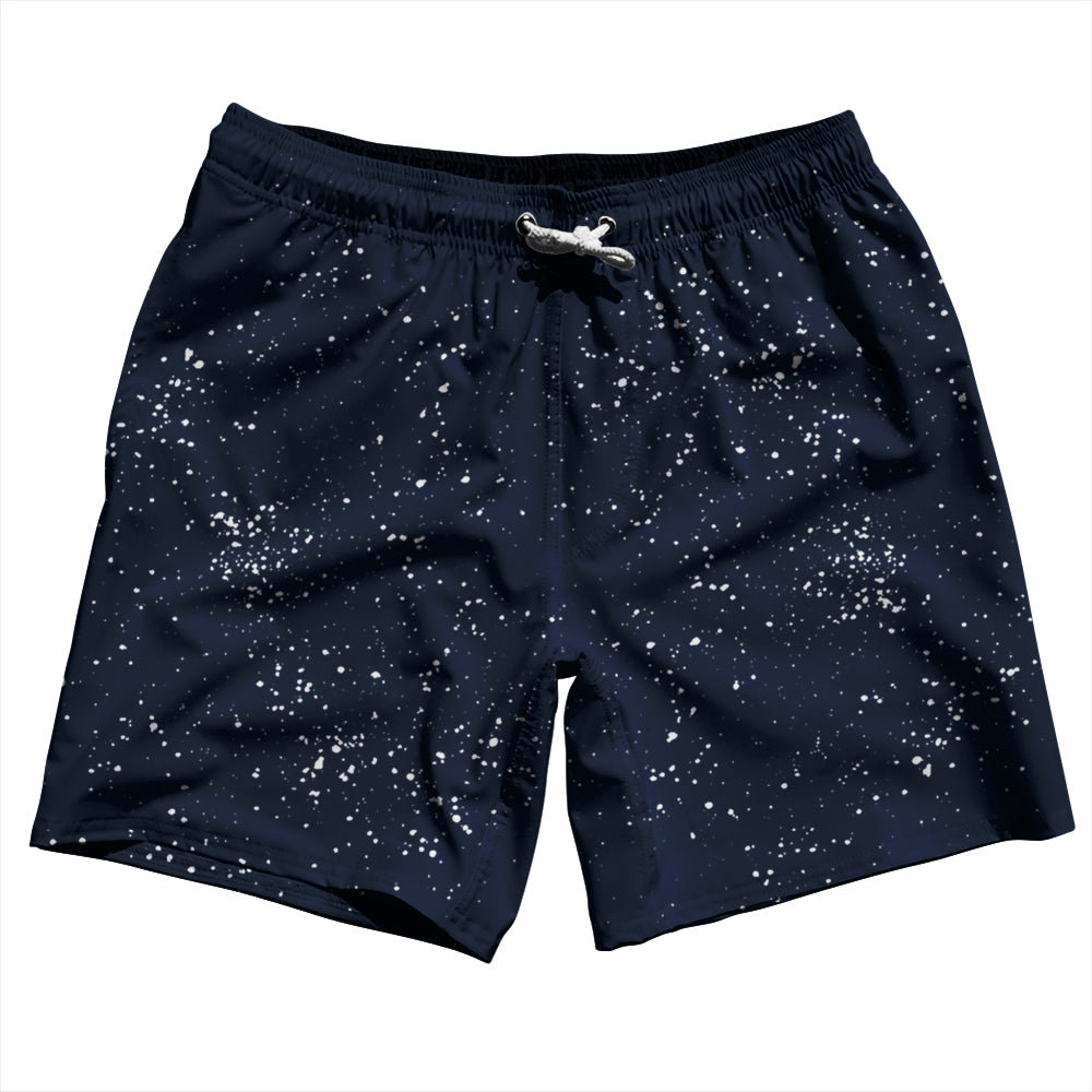 Super Fly Pattern Blue Navy and White Swim Shorts 7" Made in USA by Tribe Lacrosse
