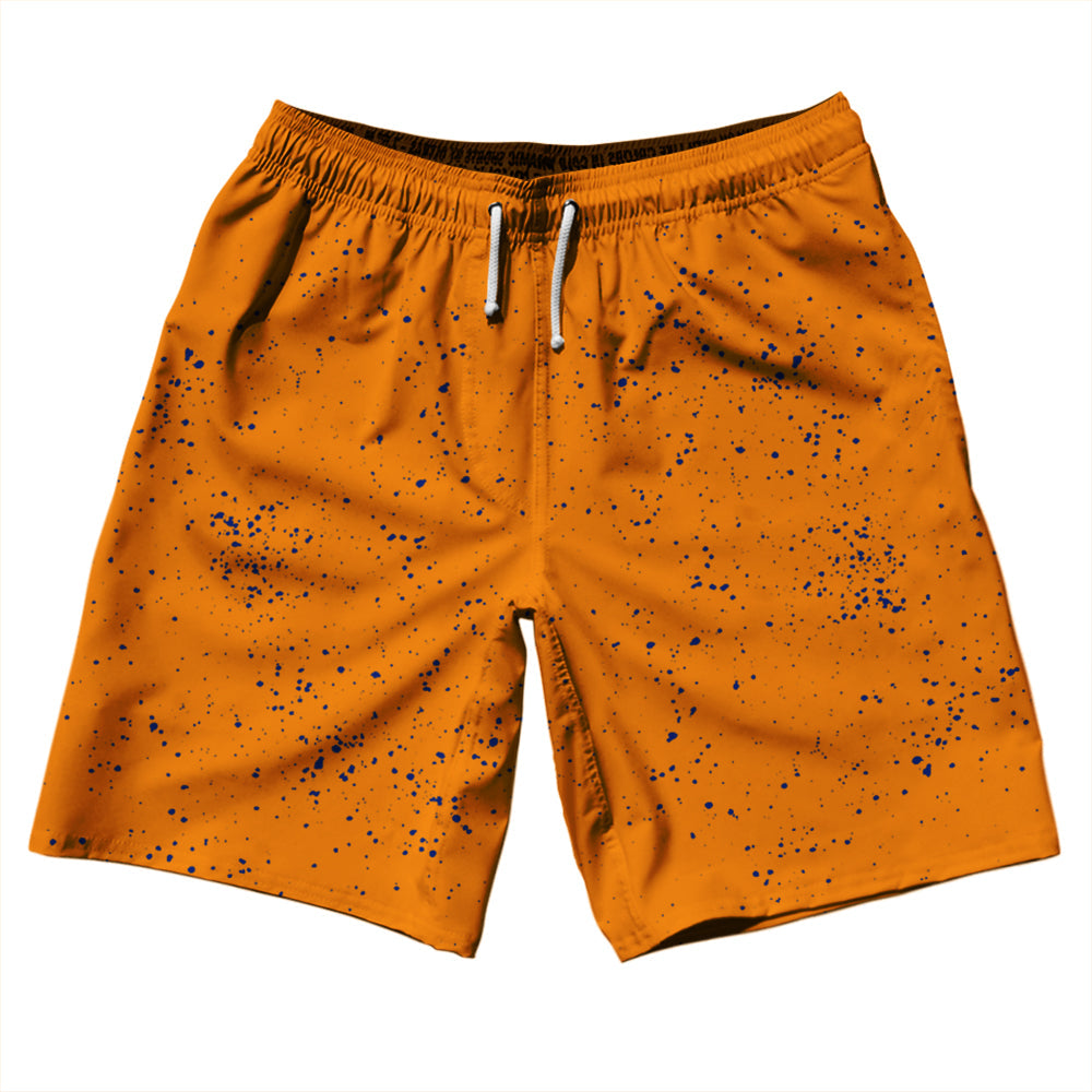 Super Fly Pattern Blue Royal and Tennessee Orange 10" Swim Shorts Made in USA by Tribe Lacrosse