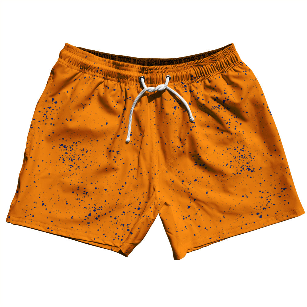Super Fly Pattern Blue Royal and Tennessee Orange 5" Swim Shorts Made in USA by Tribe Lacrosse