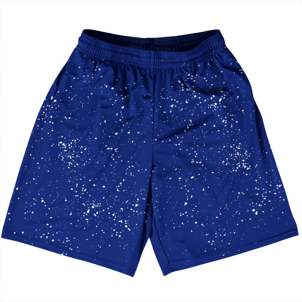 Super Fly Pattern Blue Royal and White Basketball Practice Shorts Made In USA by Tribe Lacrosse