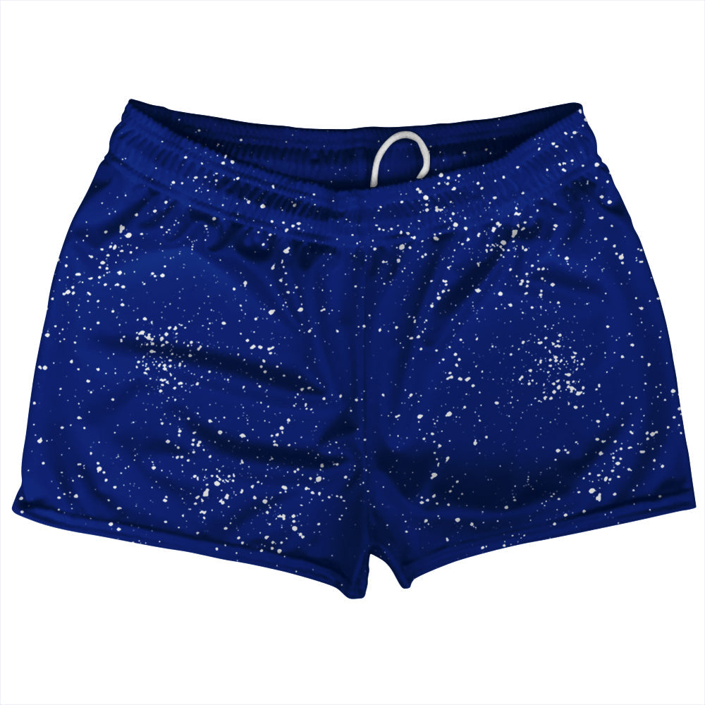 Super Fly Pattern Blue Royal and White Shorty Short Gym Shorts 2.5" Inseam Made In USA by Tribe Lacrosse