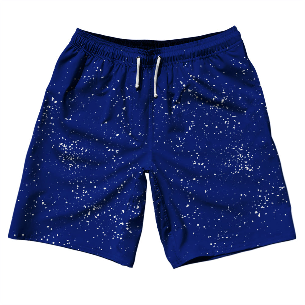Super Fly Pattern Blue Royal and White 10" Swim Shorts Made in USA by Tribe Lacrosse