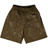 Super Fly Pattern Brown Dark and White Basketball Practice Shorts Made In USA by Tribe Lacrosse
