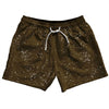 Super Fly Pattern Brown Dark and White 5" Swim Shorts Made in USA by Tribe Lacrosse