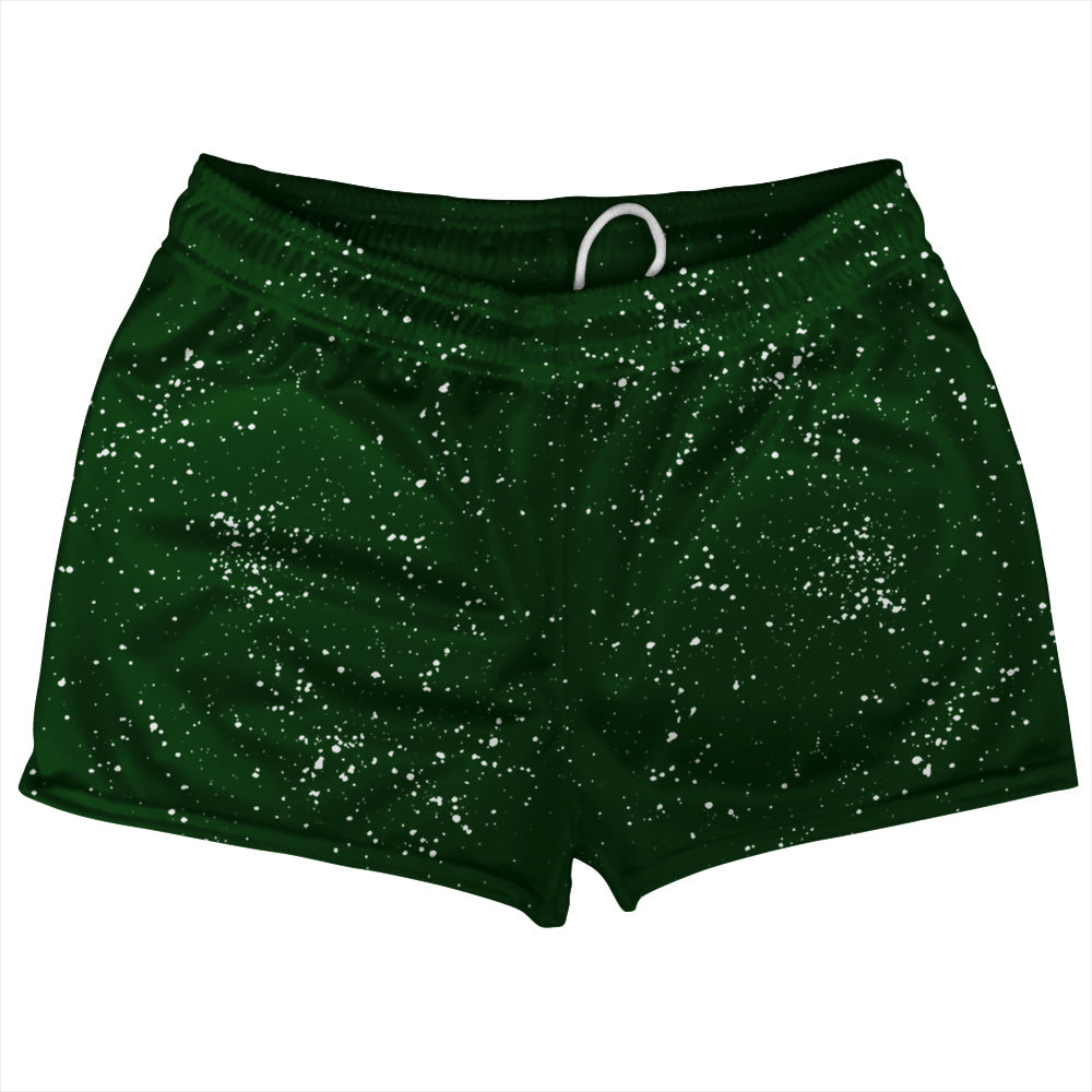 Super Fly Pattern Green Forest and White Shorty Short Gym Shorts 2.5" Inseam Made In USA by Tribe Lacrosse