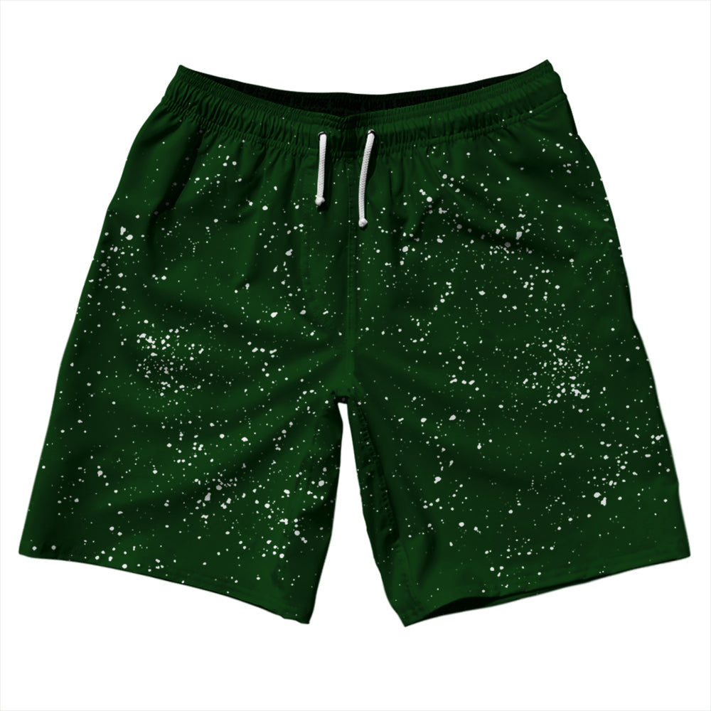 Super Fly Pattern Green Forest and White 10" Swim Shorts Made in USA by Tribe Lacrosse