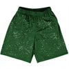 Super Fly Pattern Green Hunter and White Basketball Practice Shorts Made In USA by Tribe Lacrosse