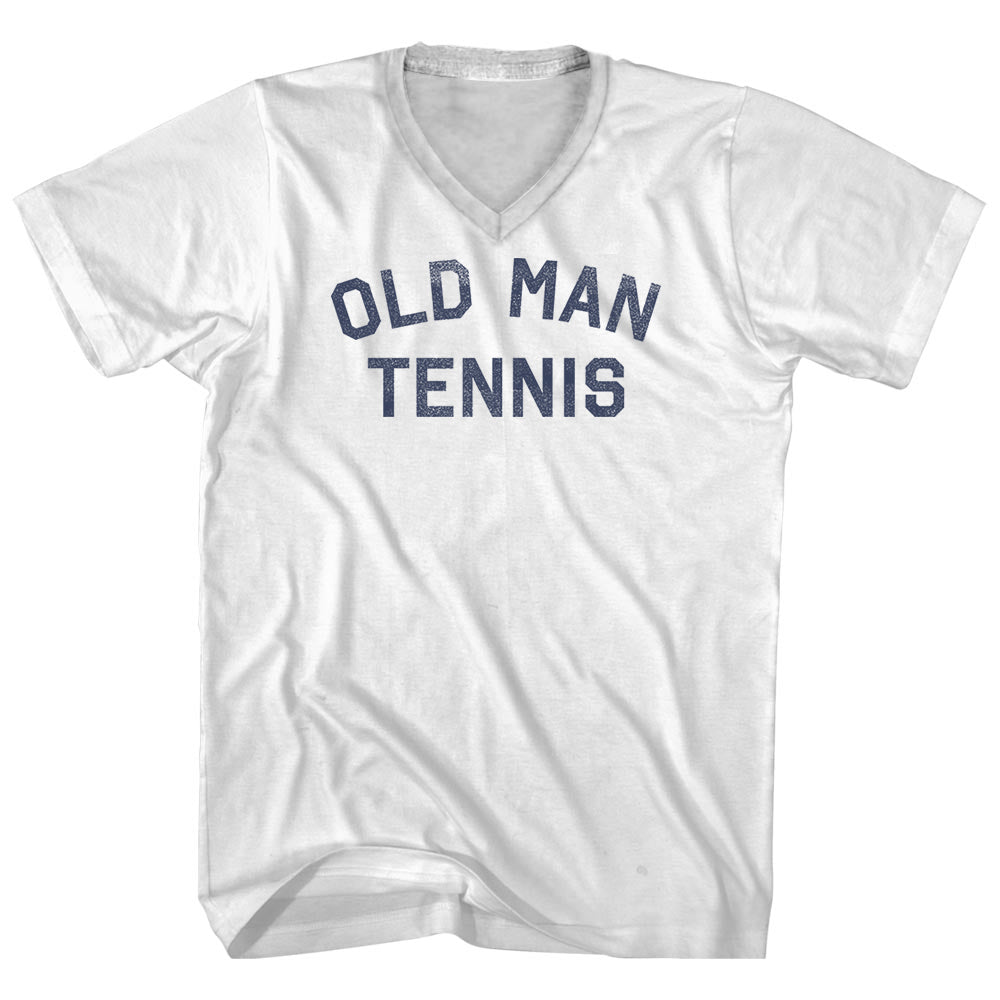 Old Man Tennis Adult Cotton V-neck T-shirt by Tribe Lacrosse