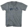 39 + Middle Finger Tri-Blend V-neck Womens Junior Cut T-shirt by Tribe Lacrosse