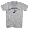 Altrincham Running Track Winged Foot Adult Cotton V-neck T-shirt by Tribe Lacrosse