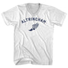 Altrincham Running Track Winged Foot Adult Cotton V-neck T-shirt by Tribe Lacrosse