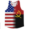 American Flag And Angola Flag Combination Running Racerback Singlet Track Tank Top by Tribe Lacrosse
