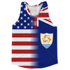 American Flag And Anguilla Flag Combination Running Racerback Singlet Track Tank Top by Tribe Lacrosse
