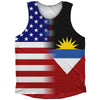 American Flag And Antigua And Barbuda Flag Combination Athletic Tank Top by Tribe Lacrosse