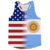 American Flag And Argentina Flag Combination Running Racerback Singlet Track Tank Top by Tribe Lacrosse