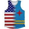 American Flag And Aruba Flag Combination Athletic Tank Top by Tribe Lacrosse