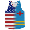 American Flag And Aruba Flag Combination Running Racerback Singlet Track Tank Top by Tribe Lacrosse